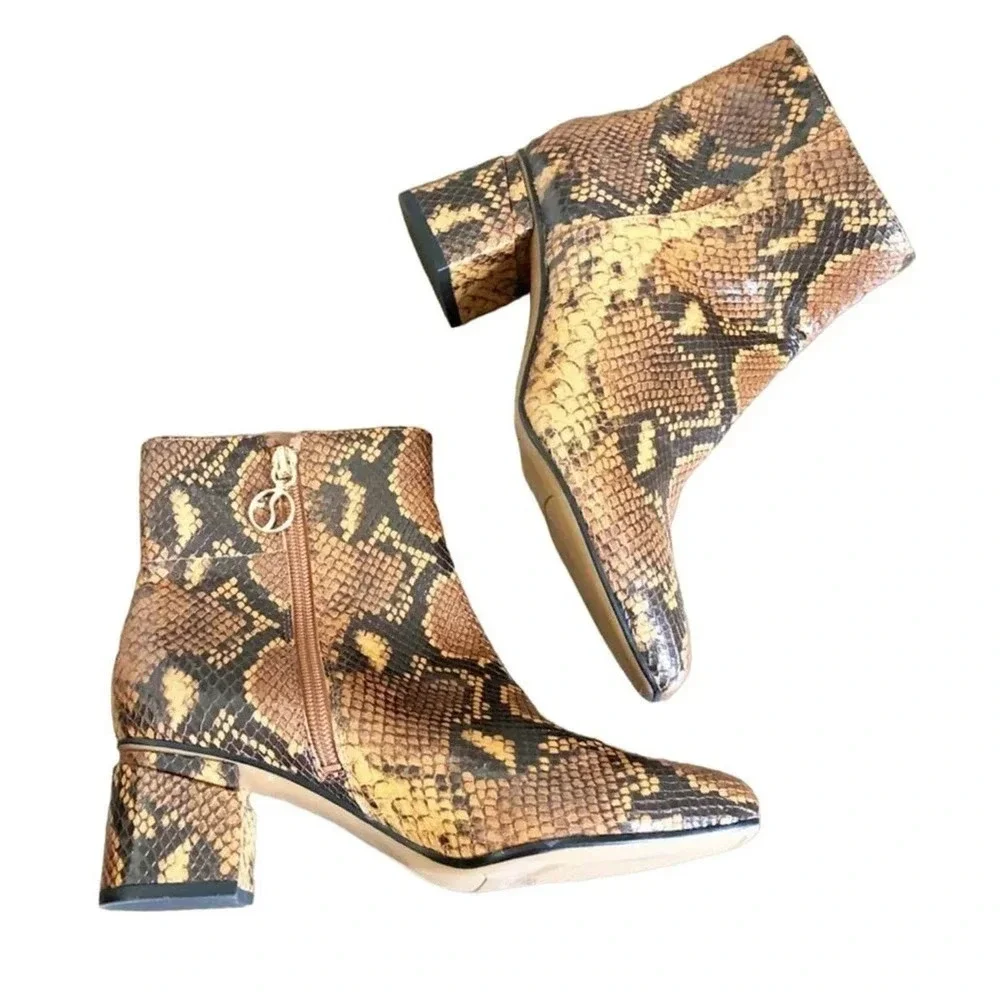 Franco Sarto Women’s Size 6.5 Brown Marquee Snake Print Boots